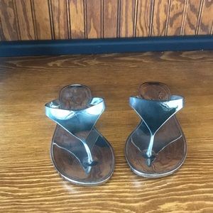 BCBGeneration silver metallic flip flop